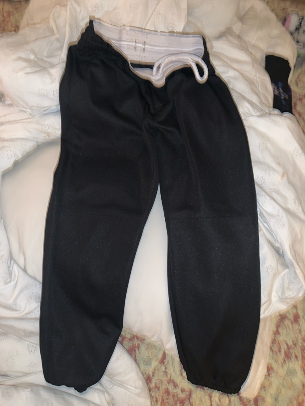 Boys Baseball Pants by Alleson Athletic Black Elastic Waist w Drawstring